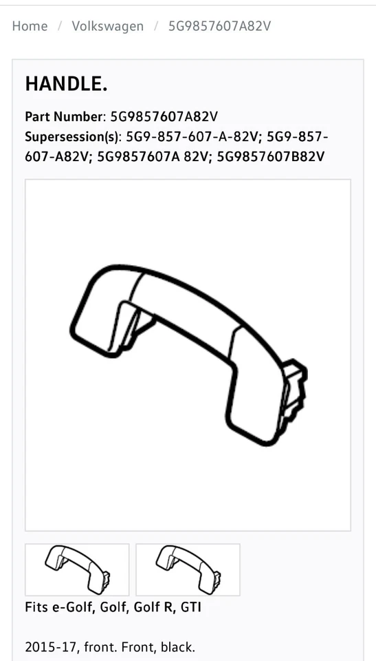 Volkswagen Golf 2015-2017 manija delantera negra nueva  Foto 2 de 2