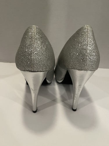 Scarpe eleganti donna Rampage Gracee tacco alto decolte argento glitter taglia 8,5 - Foto 4 di 12