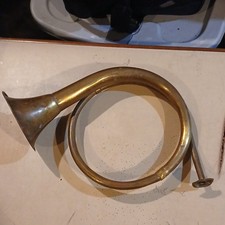Vintage Brass Coiled Bugle Horn w/ Mouthpiece, Brass Finish Bell