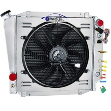 3 Row Core Aluminum Radiator For Ford Bronco 1966-1977 3.3l V8 Shroud Fan 3 Row Core Aluminum Radiator For Ford Bronco 1966-1977 3.3l V8 Shroud Fan