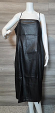 NEW Express Faux Leather Scoop Neck Seamed Midi Sheath Dress Size XL