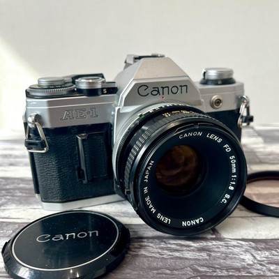 Canon AE-1 SLR 35mm Film Camera w/ Canon Lens FD 50mm F1.8 s.c.
