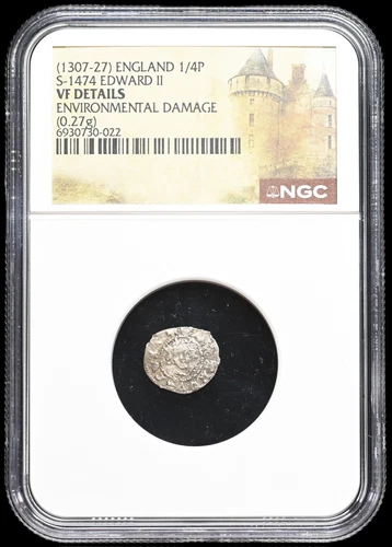 ENGLAND. Edward II, 1307-1327. Silver Farthing, London, S-1474, NGC VF Details