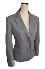 Talbots Wool Silk Blazer Gray Jacket Two Button Stretch Career Preppy NWOT Sz 6