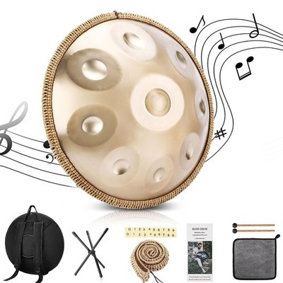Handpan 22 Inches Drum Set, 440Hz 9 Notes 22 - 9 - Steel, golden 