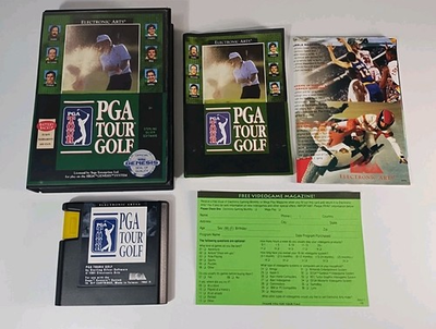 #ad PGA Tour Golf Sega Genesis Complete in Box w EA Poster Manual Reg Card CIB $19.35