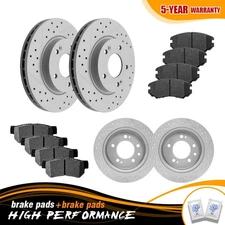 Front Rear Brake Disc Rotors And Ceramic Pad for 2007 - 2010 Hyundai Elantra