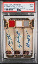 2022 Topps Triple Threads David Ortiz Manny Ramirez Rafael Devers Auto /9 PSA 9