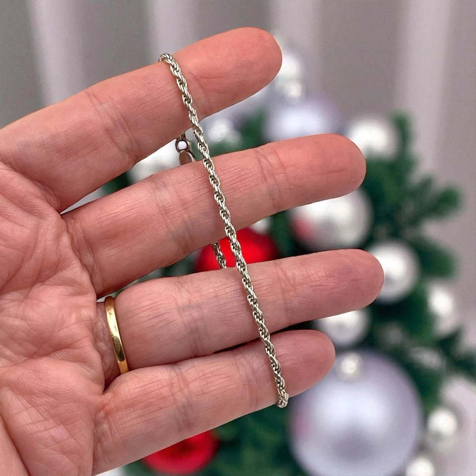 Designer Italian 925 Sterling Silver 2mm Wide Rope Chain Bracelet, 7.5" - Image 2 of 4