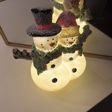 VP Home Glowing Snowman Couple Christmas Light Resin Snowman