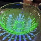 Uranium Depression Glass Green Bowl 11” X 5” Antique Vintage Hazel “Rest Well”