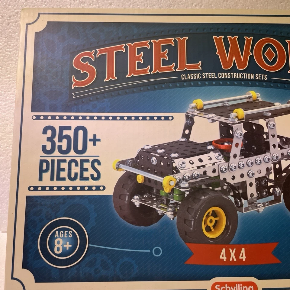 Schylling Steel Works Classic Steel Construction 4 x 4 Starter Set 350 Pieces - Image 4 of 4