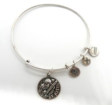 Alex and Ani Signed ST Kitts Vervet Monkey Charm Silver Tone Bangle Bracelet