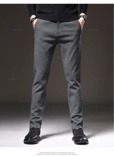 Spring Men's Casual Pants Slim Fit Stretch Trousers, Elastic Waist, Smart Casual