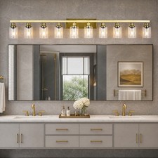 65" 10 Lights Vanity Light Elegant Gold Sconce Bathroom Mirror Wall Lamp Fixture