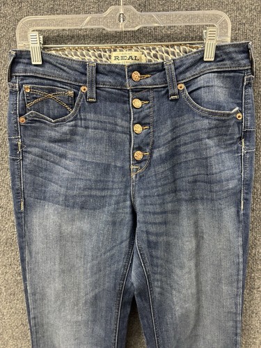 Ariat Jeans Womens 30L Blue Real High Rise Straight Leg Medium Wash Denim 33.5” - Picture 2 of 15