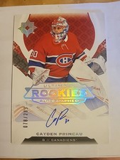 2019-20 UD Ultimate Collection Rookies Auto Cayden Primeau /299 #157 Montreal