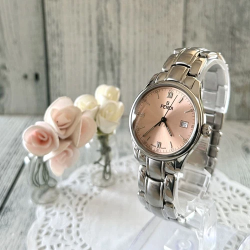 Orologio Uomo Fendi 210G Analogico Quarzo Donna Batteria Sostituita Rosa Salmone Vintage
