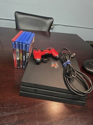 Sony PlayStation 4 Pro 1TB Console PS4 Black  Tested/Cleaned Hard Drive +5 Games