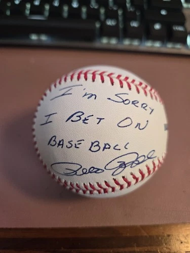 Pete Rose I’m Sorry I Bet On Baseball Signed Baseball Mounted Memories COA