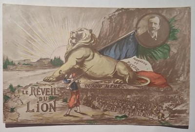 PATRIOTISCHE POSTKARTE / DAS ERWACHEN DES LÖWEN