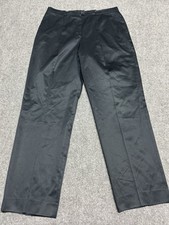 Escada Dress Pants Womens 44 Black Pleated Wide Leg Cotton 30" Inseam