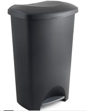 Addis Plastic Family Kitchen Utility Bin, 50 Litre, New Black with Silver Pedal