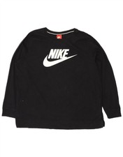 NIKE Womens Graphic Sweatshirt Jumper UK 18 XL Black Cotton CG03