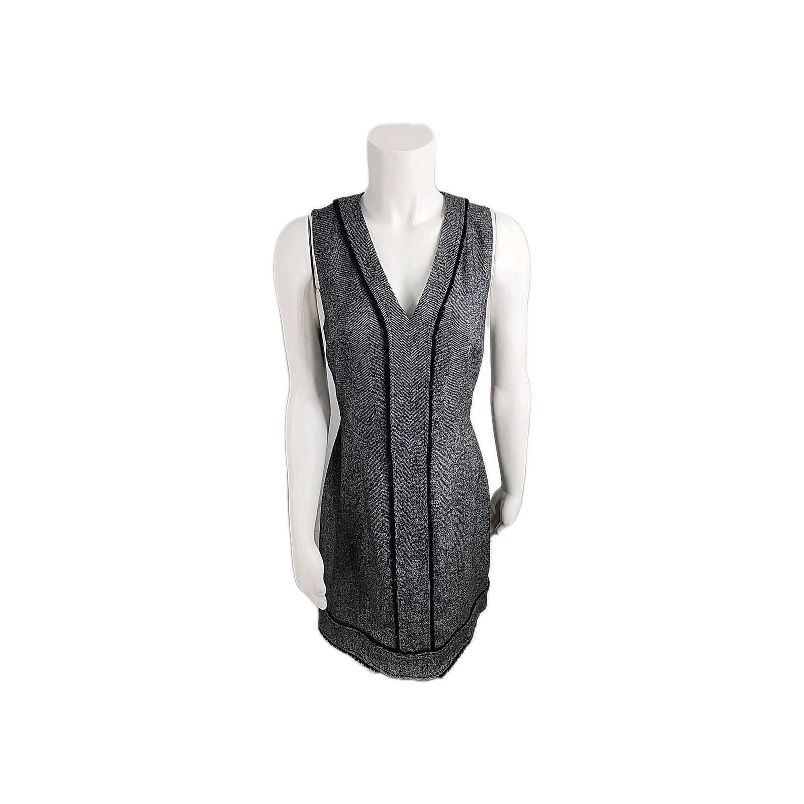 Banana Republic Dress Women’s 4 Gray  Sleeveless Raw Hem & Contrast Detail Lined