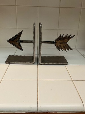 Vintage Native American Steel Arrow Bookends 12 lb 6 oz