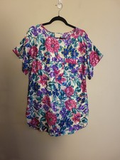 Vintage Adonna Floral Nightgown Sz Small Pullover Satiny Comfy Oversized