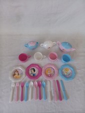 Disney Princess Plastic Tea Set Plates Cups Silverware