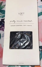 NEW Ann Taylor Loft Outlet Pantyhose Sheer Nylon/Lycra Control Top Sze XL Black