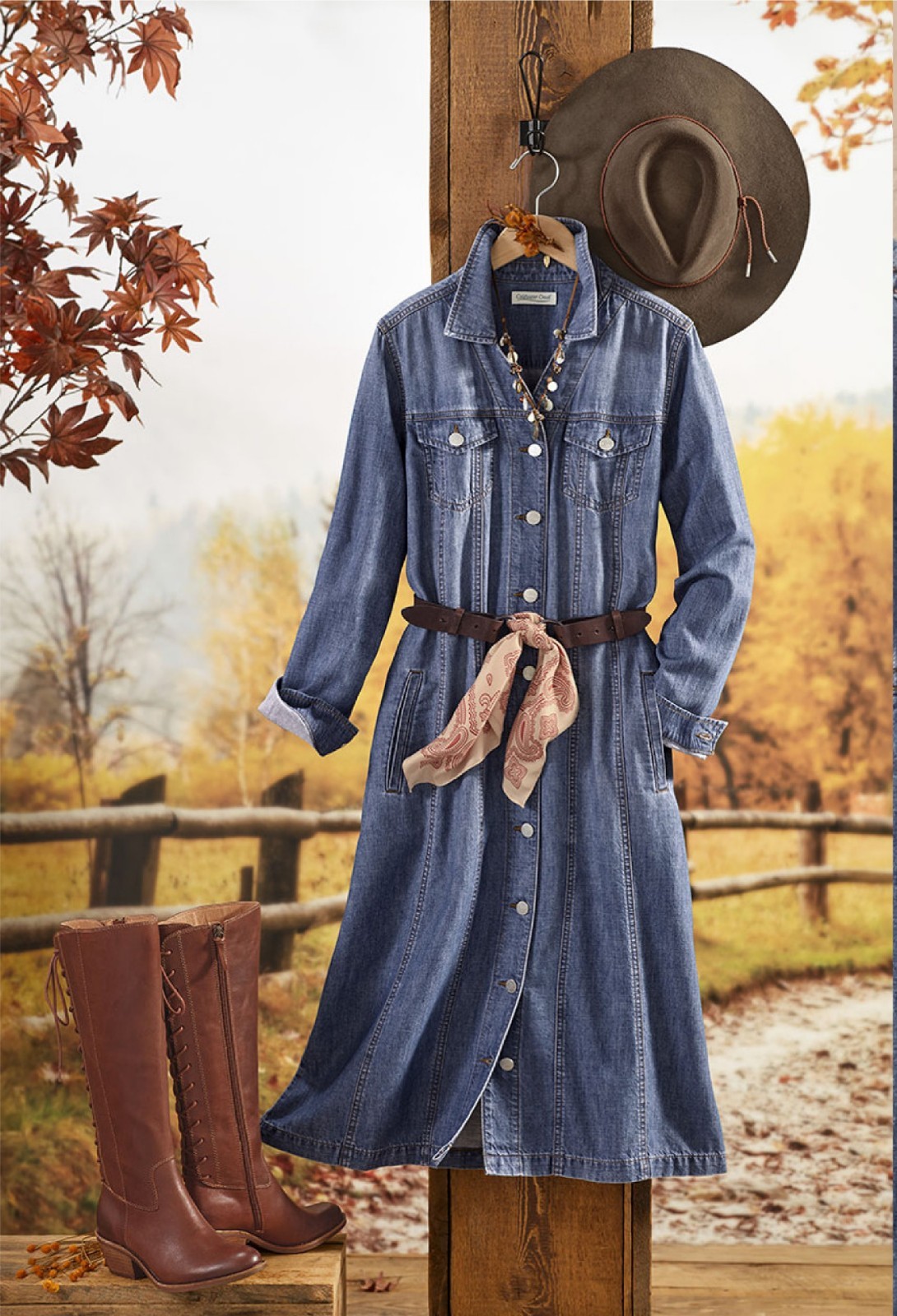 Coldwater Creek New Roads Shirtdress Color Medium Wash