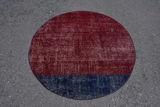Blue and Red Rug, 4x4 ft Round Area Rug