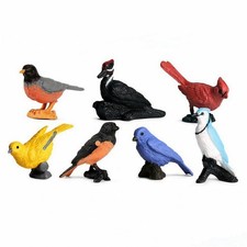7 Pieces Bird Figurines with Standing Bases Compact Plastic Bird Figurines Mini