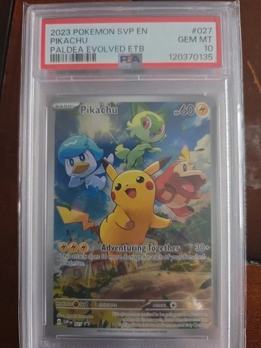 2023 POKEMON SVP EN-SV BLACK STAR PROMO #027 PIKACHU PALDEA EVOLVED ETB PSA 10