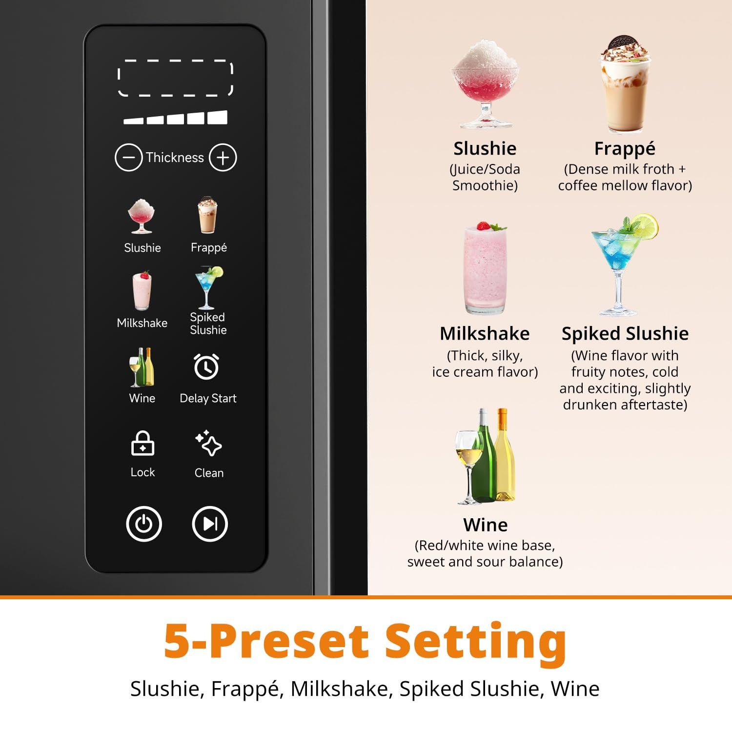 Ecoviva Slushie Machine 88 oz Color-Screen Slushy Machine, Professional Frozen