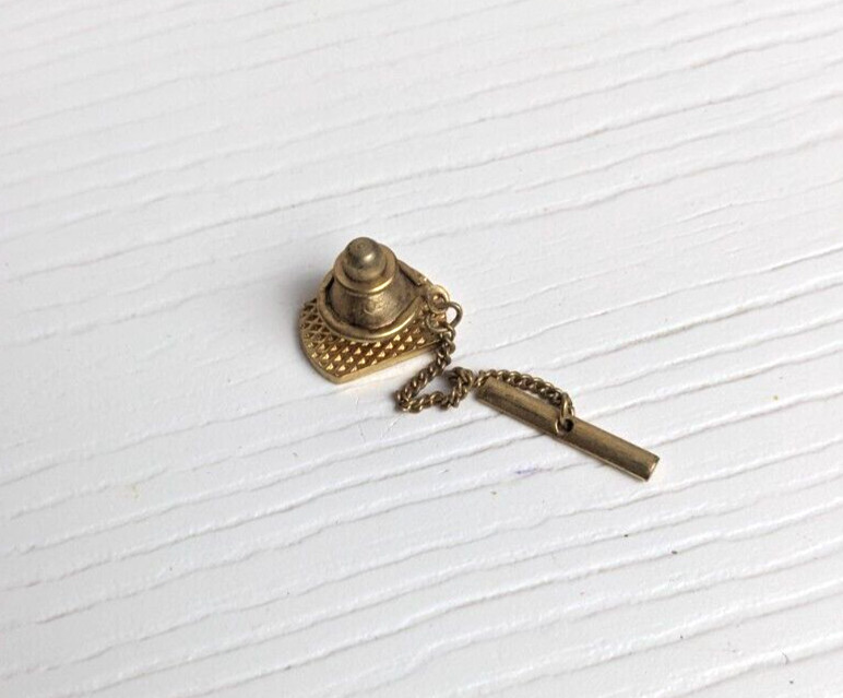 VINTAGE rounded rectangular oval TIE Tack pin gol… - image 5