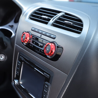 Red Air Conditioning Volume knobs Ring Trim Für Seat Leon MK2 1P1 2008-2012