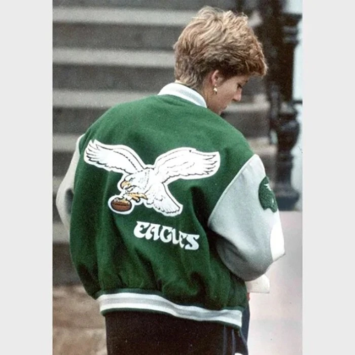 Exclusive Philadelphia Eagles Princess Diana Varsity Jacket Iconic Green Outer