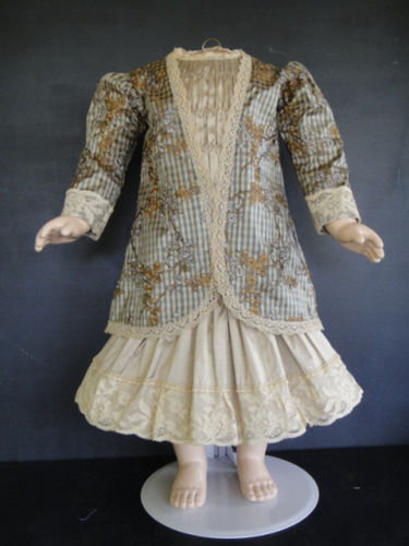 Ensemble Robe Soie Et Veste Velours Pour Poupée 45 Cm - Georgette Bravot