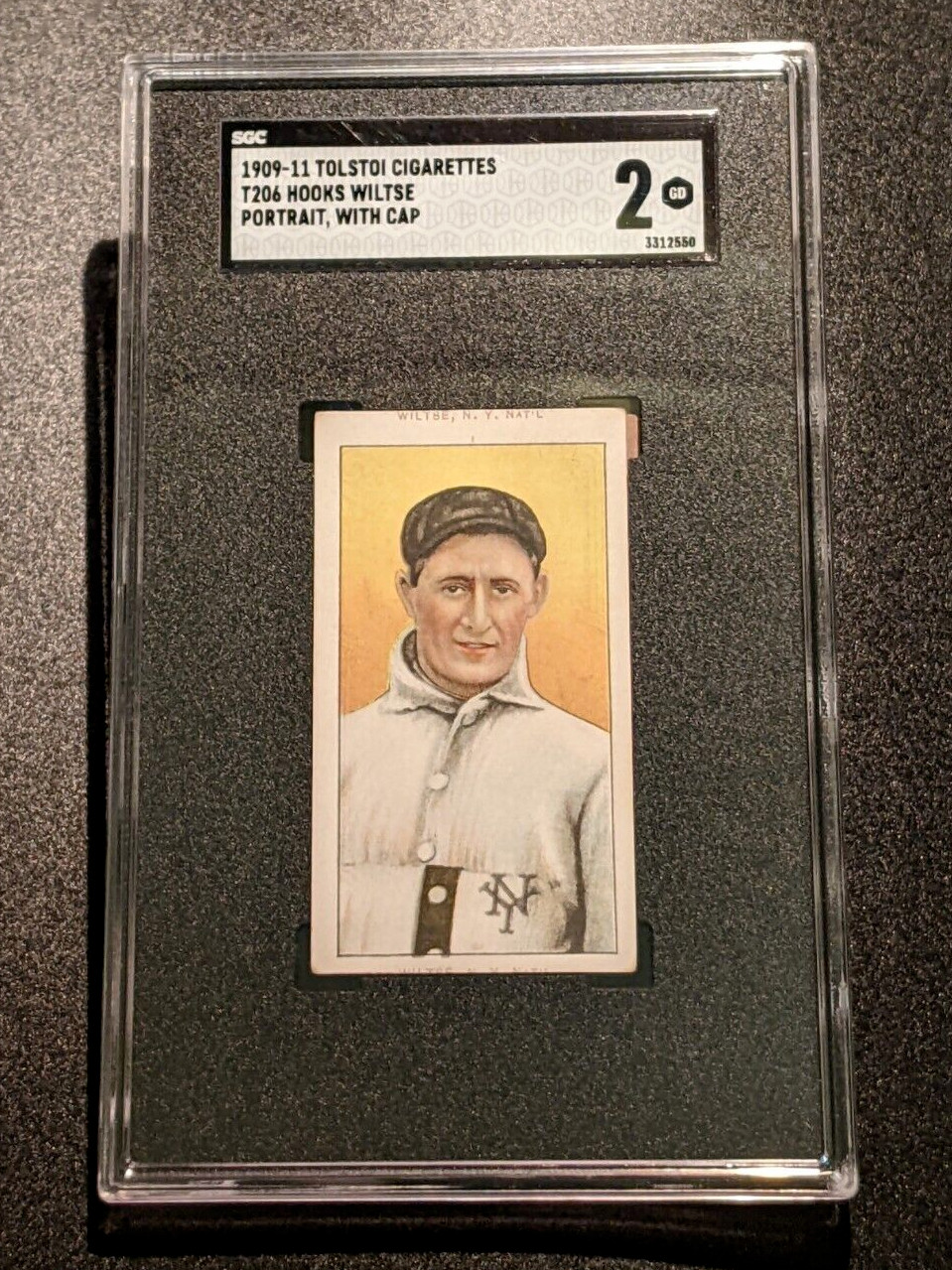 1909-11 T206 Tolstoi Hooks Wiltse Double Name Double Back Error SGC 2 VERY RARE!