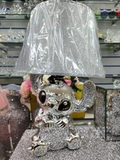 Bling Crushed Diamond Silver Stitch Table Lamp with Shade Ceramic Base Silver UK