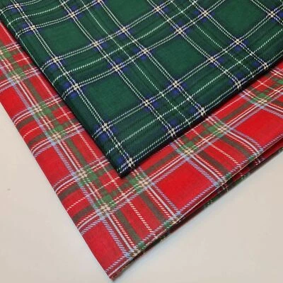 FABRICS-ONLINE Tartan Polycotton Royal Stewart / Gordon Green Christmas Craft Dress Fabric 44"