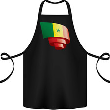 Curled Senegal Flag Senegalese Day Football Cotton Apron 100% Organic