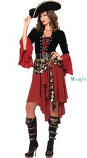Halloween Red Pirate Captain Jack Costume Sparrow from Pirates Caribbean Women