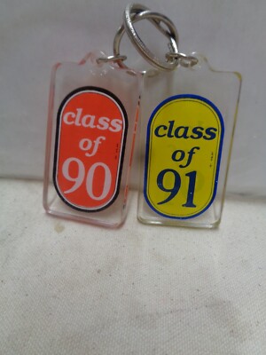 Class of 1990 & 1991 vintage keychains lucite plastic UNUSED old
