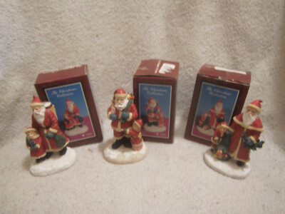 Young's Christmas collection 3 Santa and child figurines original boxes 3 1/2 in