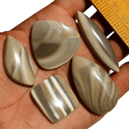Polonia 5 pz pietra selce naturale 27 mm-49 mm pietre preziose cabochon lucid... - Foto 4 di 11